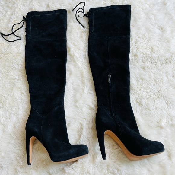 Sam Edelman KAYLA Black Suede Over The Knee Boots - Picture 3 of 5